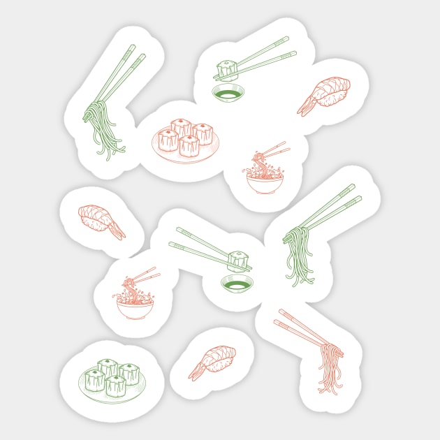 Japanese foods graphic pattern Sticker by yourstruly